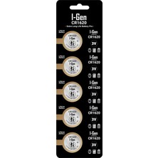 Zemira I-Gen Batteries CR1620 Lityum Düğme Pil 3V 1620 5'li Paket