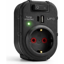 Zemira Ufo Yeni Tekli Akım Korumalı 5V 2,4A USB ile Hızlı Şarj, Anahtarlı Topraklı Priz, Sürekli
