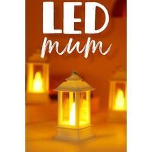 Zemira 3 Adet LED Mum Mini Dörtgen Tip Pil Dahil Dumansız Ledli Yapay Dekoratif Mum Işığı Beyaz PT434