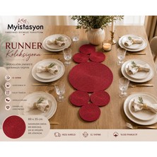Myistasyon Jüt, Hasır, Dekoratif Masa Örtüsü, Runner, Amerikan Servis, Sehpa Örtüsü 85X37