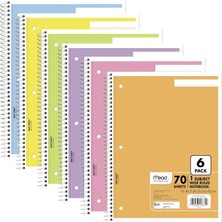 Zemira Mead Spiral Defter, 1 Konulu Geniş Çizgili Spiral Ciltli, Pastel Renkli Sevimli Okul Defterleri, 70