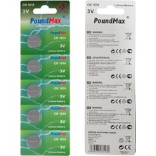 Zemira Poundmax 1616 DL1616 3V Lityum Düğmeli Piller (5'li Paket)