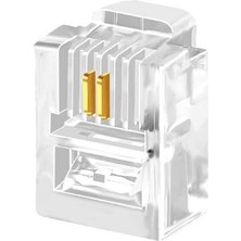 Zemira Primex Plus PX-6P2C RJ11 2 Pinli Konnektör, 100’LÜ Paket 6P2C RJ11 Telefon Jack, Telefon Kablo Ucu,