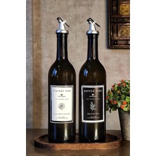 Zemira Khakma Ahşap Stantlı Amber 2'li 750 ml Zeytinyağı Sıvıyağ Şişesi Yağdanlik 750 Sb Stantli