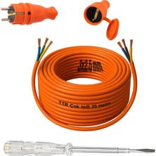 Zemira Seyyar 25 Metre Uzatma Kablosu Ttr Cca Telli 3x2.5 mm Elektrik Kablo Kalem Dişi Erkek Fiş