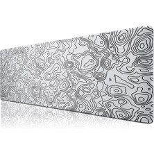 Zemira Klasse Pro - 6 Farklı Model Dikişli Kenar 70X30 cm Mouse Pad (White Map Lines)
