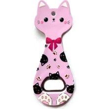 Zemira Miyav Mıknatıslı Şişe Kapak Açacağı, Buzdolabı Magnet Lila, 5.5X14 Cm, Seramik Kaplama Kedili