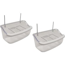Zemira Tel Askılı Izgaralı Şeffaf Kuş Yemliği 10 cm - 2 Adet