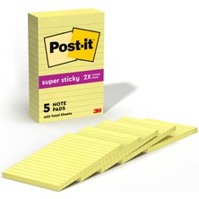 Zemira Post-It Süper Yapışkan Notlar, 4x6", 5 Ped, 2x Yapıştırma Gücü, Kanarya Sarı, Geri Dönüştürülebilir
