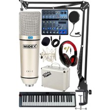 Zemira Stüdyo Ekipmanları Midi Live Paket-4 Ses Kartlı Mikser Midi Klavye Cx1 Mikrofon