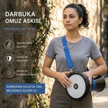 Zemira Profesyonel Darbuka Omuz Askısı, Ayarlanabilir, Kalınlaştırılmış, Sahne Tipi, Mavi, Konforlu Kullan