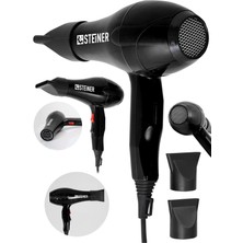 Zemira Steiner 3600 Watt Profesyonel Saç Kurutma Makinesi Fön Makinesi Ac Motor MS-9001 Siyah + 2 Ad