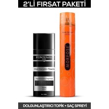 Zemira Fontenay Saç Dolgunlaştırıcı Keratin Fibers Siyah Topik Saç Tozu 50GR + Saç Spreyi 400ML 2'li Set 2
