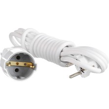 Zemira Seyyar Uzatma Kablosu 5 Metre Topraklı Fiş Monofaze Cca Priz 3x1 mm Beyaz Kablo H05VV-F