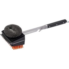Zemira Oklahoma Joe's 1517365R06 Blacksmith Combo Izgara Fırçası, Değiştirilebilir Naylon Çelik Yün Baş