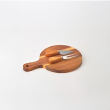 Zemira Deconox Doğal Akasya Peynir Sunum Tahtası Servis Seti – 25X17 cm Saplı Mini Kesme Tahtası, Yanın