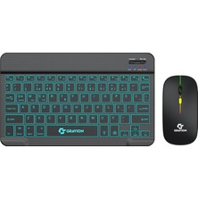 Zemira Gravion KM-BT35 Işıklı Klavye Mouse Seti Siyah, Şarjlı Türkçe Q, Telefon