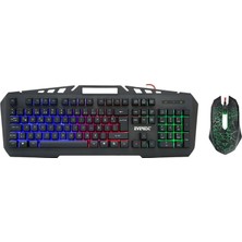 Zemira Kmx-99 Siyah USB Gökkuşağı Zemin Aydınlatmalı Q Klavye Mouse Set