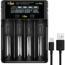 Zemira I-Gen Batteries LII-800 Akıllı Li-Ion Pil Cihazı, Girişli, LCD Ekranlı, 4 Slot Şarj, Li