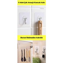 Zemira Tafce Kendinden Yapışkanlı Kancalı Mutfak Banyo Askısı Şeffaf 5 Adet