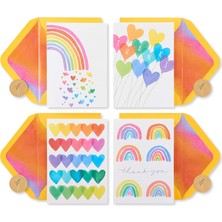 Zemira Papyrus Lgbtqia+Teşekkür Kartları, Gurur Her Durum Için Zarflı, Gökkuşağı Kalpler (20 Sayı)