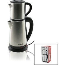 Hook HK-509 Çay Makinesi 1800W 1.8lt Su Isıtıcı Pls.+ 0.8lt Demlik 360° Gövde Çaycı Set Elektrikli