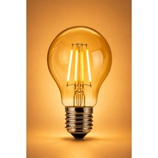 Naturel Dekor Klasik Yuvarlak Kesim Kırılmaz Gövde Amber E27 Rustik Ampul 2700K 4,5W