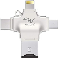 Zemira Wayona 4'ü 1 Arada Otg Kart Okuyucu Dört Bağlantı Noktası: + Tip C + Micro USB + USB Kart