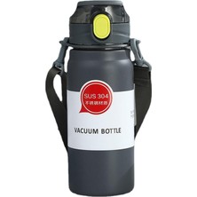 Zemira 304 L Çelik Siyah 600 ml Askılı Pipetli Matara Suluk CIN411SY