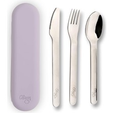 Zemira Citron Citron Kılıflı Paslanmaz Çelik 3'lü Çatal Kaşık Takımı - Purple 1073834