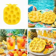 Zemira Ananas Şekilli Buz Kalıbı, Sarı, 12 Bölmeli, Tropikal Tema, Kokteyl Içecekler Için