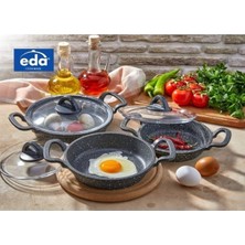 Zemira Eda ZK-905 Büyük Boy Asya 3'lü Granit Döküm Kapaklı Sahan Set