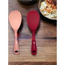 Zemira Sert Uçlu Isıya Dayanıklı Yanmaz Yapışmaz Kaşık 2'li Set, 22 Cm, Somon-Fuşya