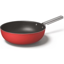 Zemira Smeg CKFW3001RDM Wok 30 cm Kırmızı, Yapışmaz, Alüminyum, Taban