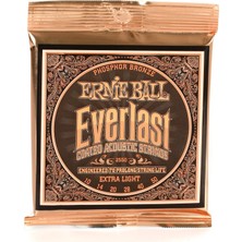 Zemira Ernie Ball Everlast Ekstra Hafif Kaplamalı Fosfor Bronz Akustik Gitar Telleri, Ölçü 10-50