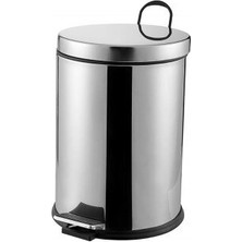 Qs Plastik QS-454 Beray BRY-0345 No-12 Çöp Kovası 12LT Y: 35.5cm Çap: 24.5cm Pedallı Krom Metal