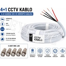 Eyepc 50 Metre Güvenlik Kamera Ses ve Görüntü Kablosu 4+1 0.22 Cctv Kablo / 2 Adet Bnc Jak Birlikte