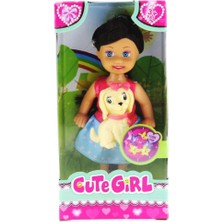 Zemira Cute Girl Sarı Köpekli Kumral Mini Bebek