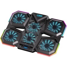 Zemira Coofbe 6 Fanlı 12 Rgb Işık Modlu Kademe Standlı LCD Göstergeli Soğutucu Standı Soğu
