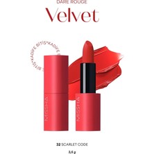 Zemira Missha Yoğun Pigmentli, Blur Etkili, Nemli Kadife Bitişli Ruj Dare Rouge Velvet (No.32 Scarlet Code