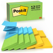 Zemira Post-It Pop-Up Notes, 3 x 3, Jaipur Collection, 12 Pads/pack Mavi, Turuncu, Sar 100 Yaprak Pouch Ke