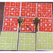 Zemira 4 Tüp Golecha Siyah Kına Fırça Hediyeli 81 Şablonlu Geçici Dövme Seti