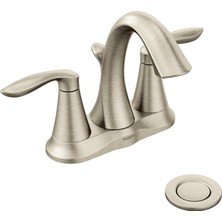 Zemira Moen 6410BN Eva Çift Kulplu Centerset Toilette Musluk Gider Montaj, Fırçalanmış Nikel