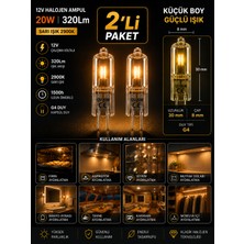 Avarson (2 Adet) Osaka 12VOLT 20W Sarı Işık G4 Duylu Dim Edilebilir Halojen Kapsül Ampul