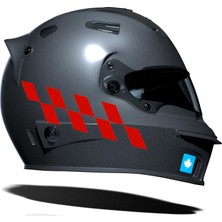 Zemira Çınar Extreme Bayrak Kırmızı Damalı Kask Motosiklet Sticker Takımı