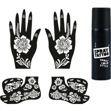 Zemira Karanfil Model El Ayak Geçici Dövme Seti Spray Tattoo Dark Siyah Renk