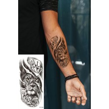 Zemira Bearpear Aslan Dövmesi, Iskambil Destesi Geçici Dövme, Kol Dövmesi, Tattoo, Üniseks Dövme