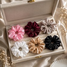Zemira Saten Toka Seti 6’lı – Yumuşak Parlak Scrunchie Saç Tokası Kadın & Kız