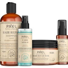 Zemira Pxel Onarıcı Saç Bakım Seti | Şampuan, Maske, Argan Yağı Serumu Fön Suyu | Parlaklık Yumuşakl