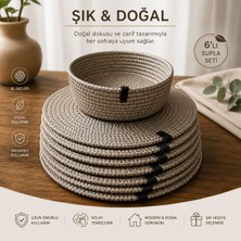 Myistasyon 7 Parça Jüt Supla / Amerikan Servis Lux Sunum Tabak Altlığı+Sepet
